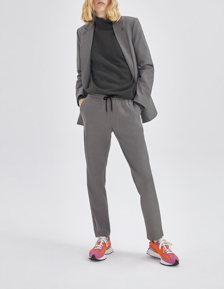 Jogpant gris avec taille élastiquée Femme-1