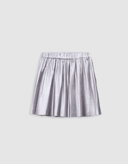 Falda corta plateada plisada niña - IKKS