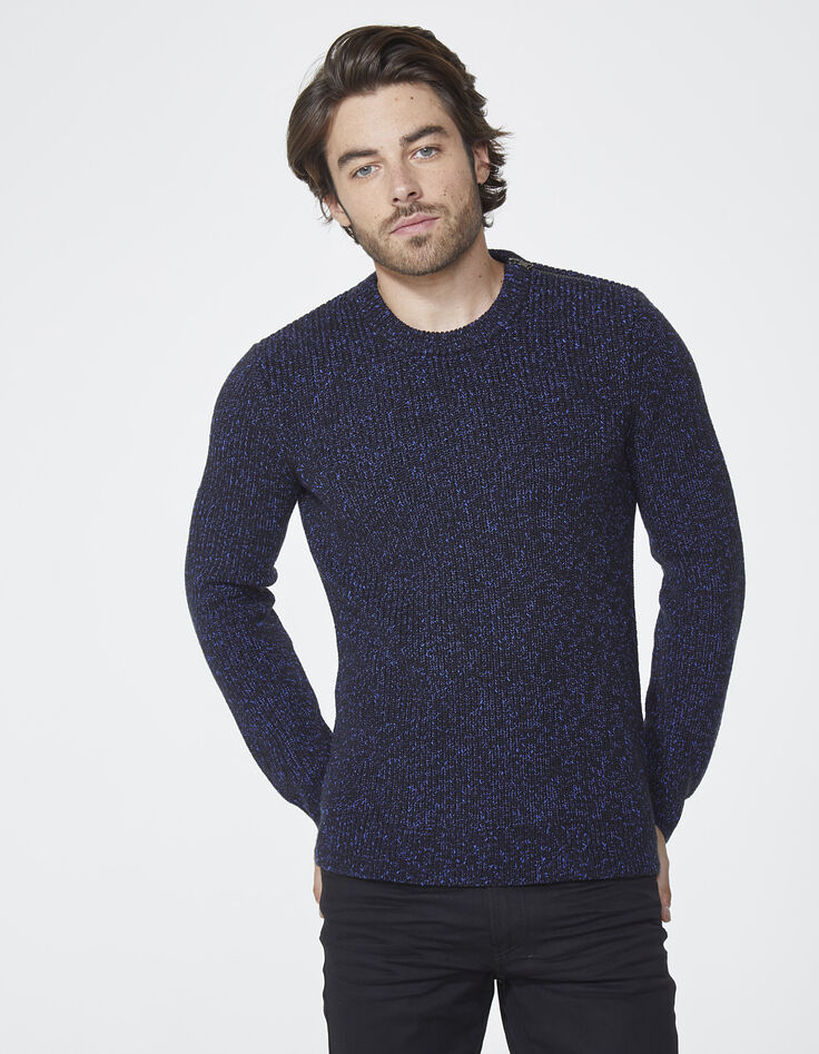 Pull bleu chiné homme-2