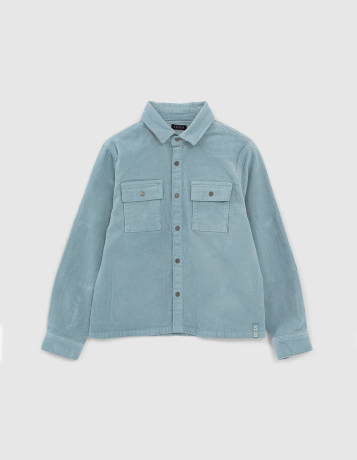 Boys’ green needlecord shirt-2