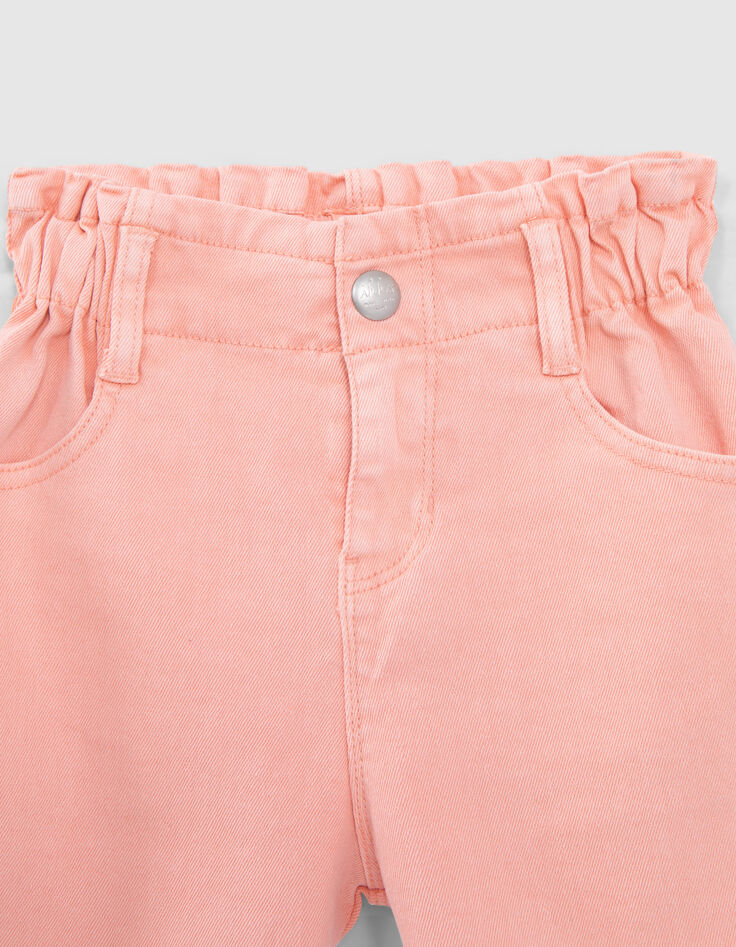 Short en jean p&ecirc;che ganses brod&eacute;es c&ocirc;t&eacute;s fille-2