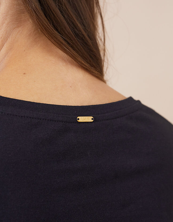 I.Code black T-shirt with gold hearts and slogan-4