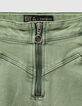 Shorts vaqueros caqui used tiro alto y cremallera niña -2