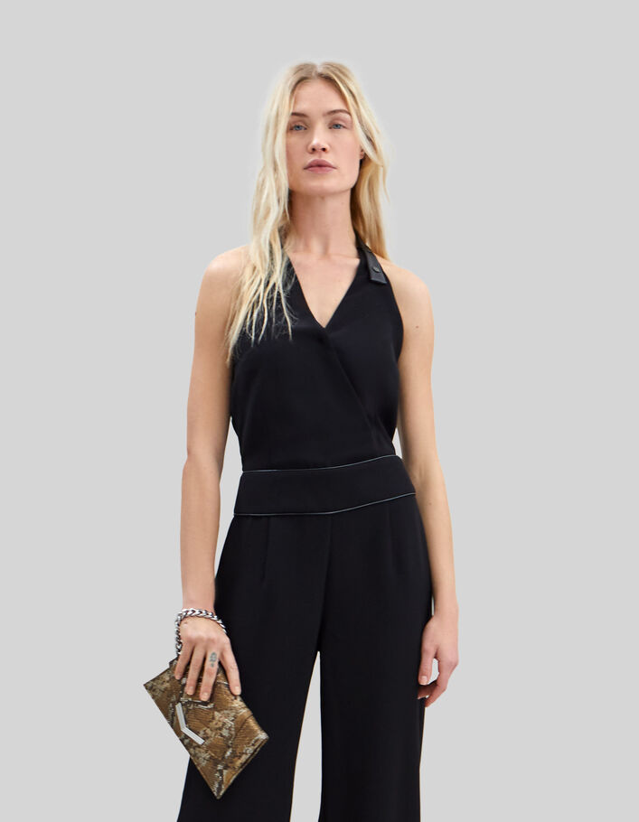 Pure Edition – Women’s black recycled backless jumpsuit - IKKS