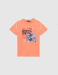 Camiseta naranja fluo algodón diseño lenticular niño-5
