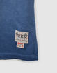 Blaues Jungen-T-Shirt mit Totenkopf auf Flagge hinten-3