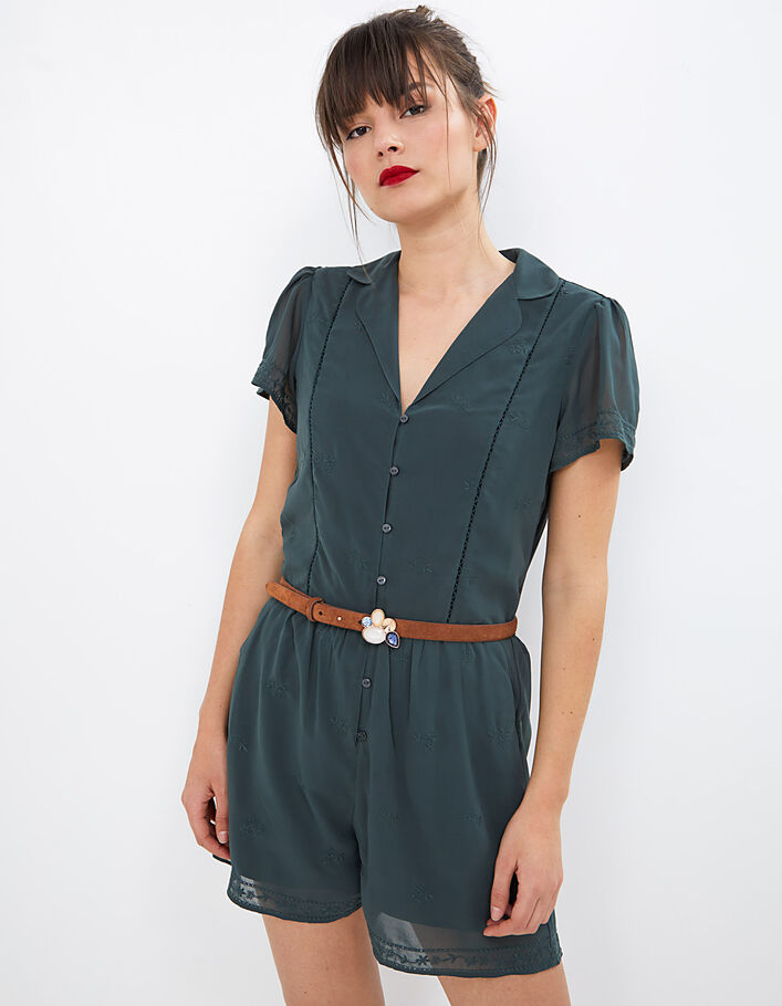 I.Code granite playsuit with embroidery - I.CODE