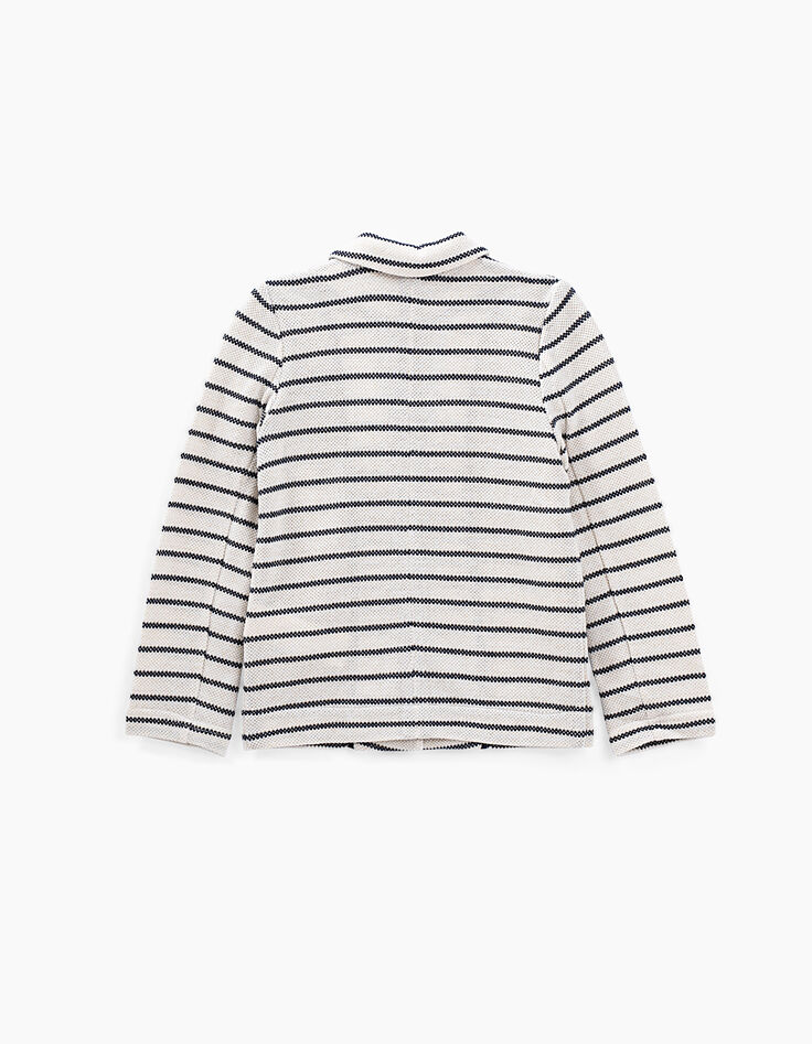 Cardigan-veste blanc cassé rayé navy en maille fille-4