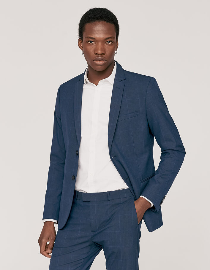 Chaqueta de traje azul príncipe gales TRAVEL SUIT Hombre-2