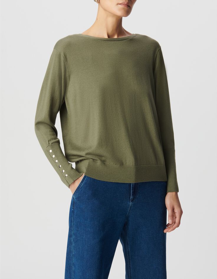 Cardigan kaki r&eacute;versible devant/dos Femme-4