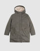 Parka 4-en-1 kaki, doudoune réversible et gilet fille-1