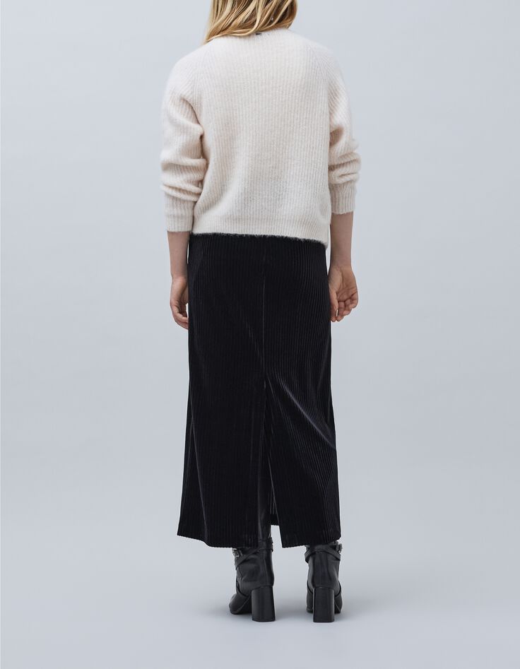 Cardigan blanc cass&eacute; tricot Femme-3