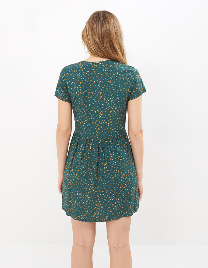 Granitgrüne Kleid mit kleinen Blättern I.Code - I.CODE