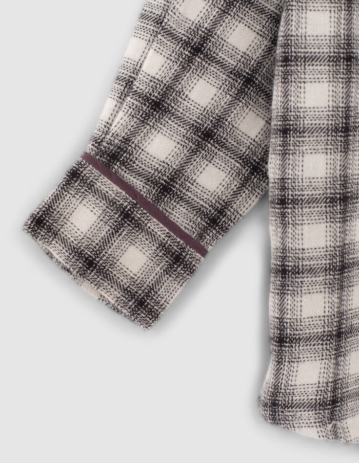 Baby boys’ grey mixed-fabric checked shirt-4 Baby boys’ grey mixed-fabric checked shirt-4