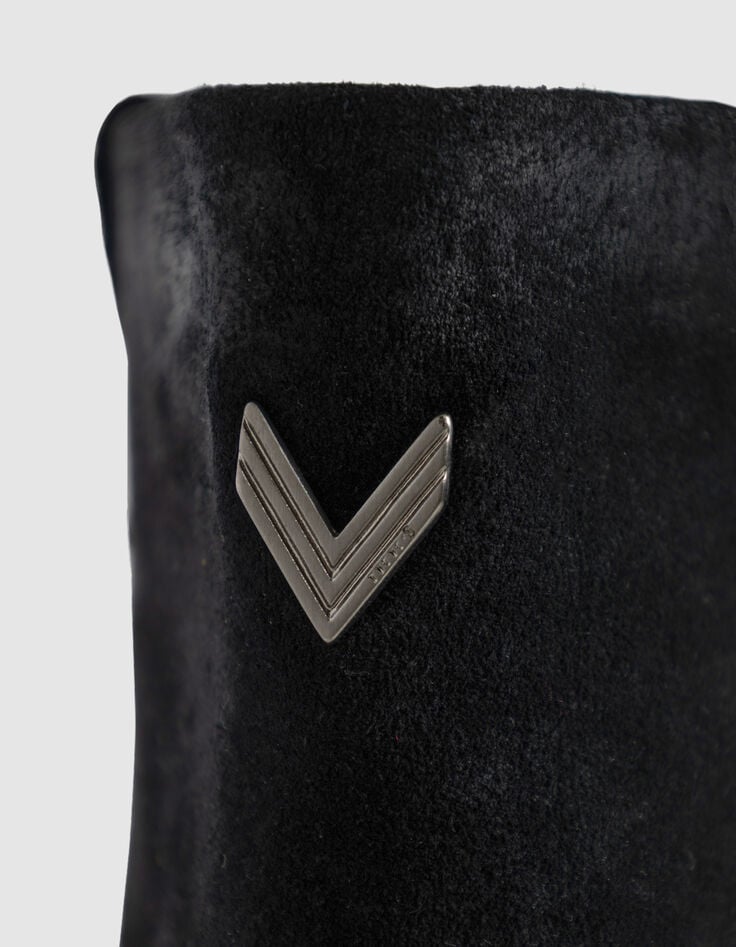 Schwarze Damen-Halbstiefelette Veloursleder-5