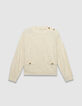 Sweat beige lurex effet tweed boutons épaule Femme-1
