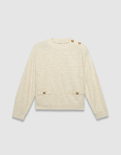 Sweat beige lurex effet tweed boutons épaule Femme - IKKS