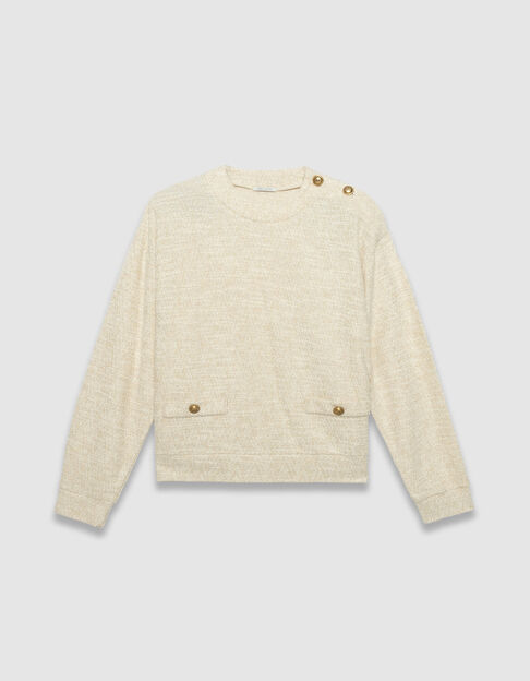 Sweat beige lurex effet tweed boutons épaule Femme - IKKS