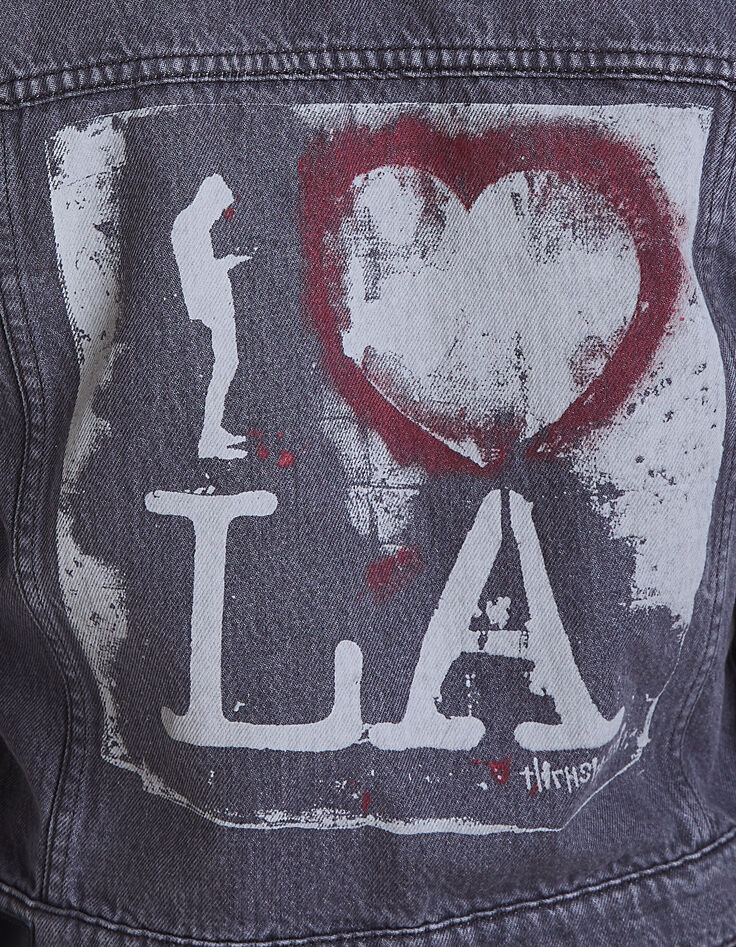 Chaqueta corta de denim visual espalda Thrashbird mujer-3