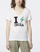 Cremeweißes Damen-T-Shirt mit geflocktem Veloursmotiv-2