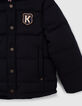 Doudoune navy bi matière fourrée à capuche nylon garçon-4