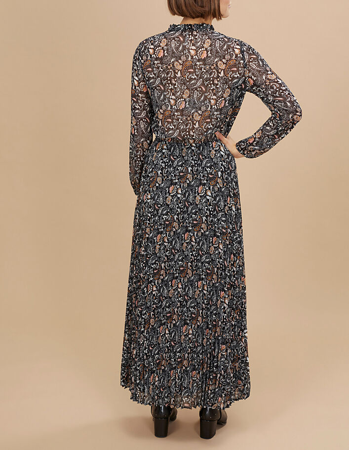 Langes, schwarzes Kleid mit Paisley-Blumenprint I.Code  - I.CODE