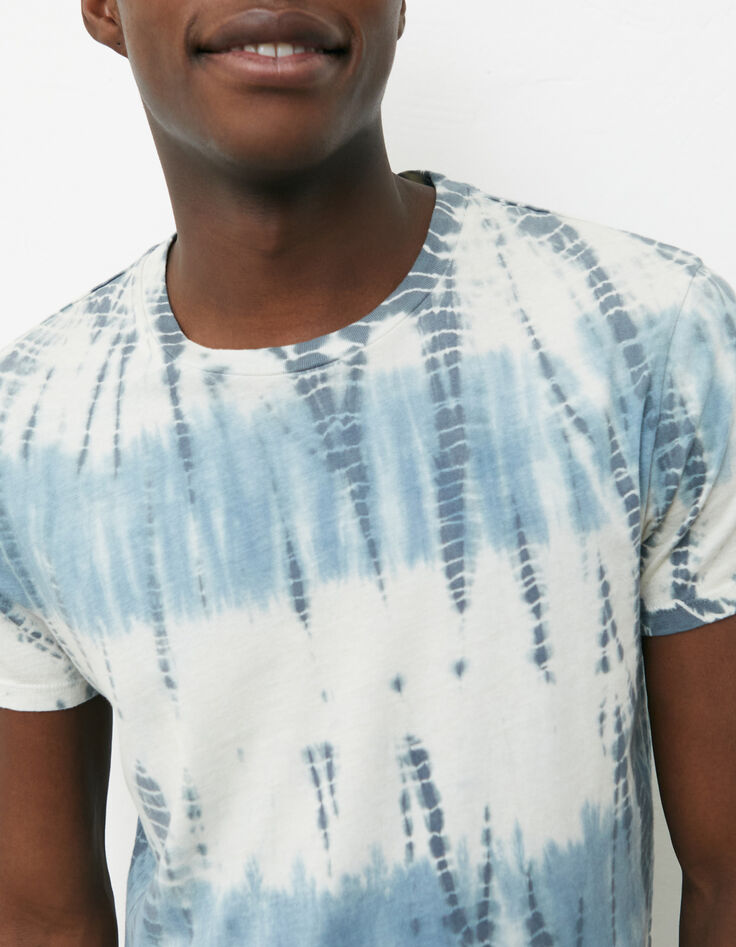 Men's aqua tie-dye print T-shirt-1