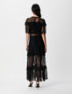 Women's black lace sheer maxi dress-2