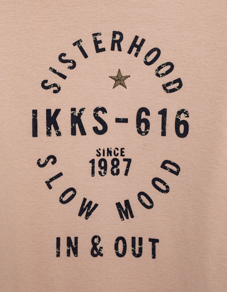 Girls’ pink sweatshirt-dress+slogan&embroidered star-6 Girls’ pink sweatshirt-dress+slogan&embroidered star-6