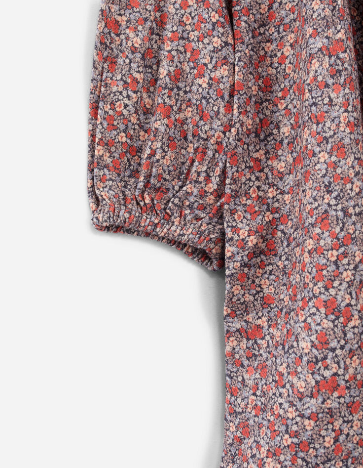 Robe navy imprim&eacute; micro-fleurs fille-4