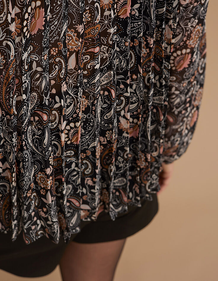 Zwarte blouse bloemen-kasjmierprint I.Code-4 Zwarte blouse bloemen-kasjmierprint I.Code-4