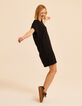Robe manches courtes noire motif chevrons I.Code-1