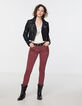 Rode slim fit 7/8 jeans met ritszakken voor dames-6