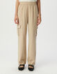 Pantalon jogging fluide beige esprit battle Femme-2