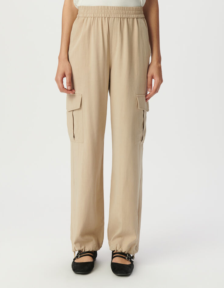 Pantalon jogging fluide beige esprit battle Femme-2 Pantalon jogging fluide beige esprit battle Femme-2