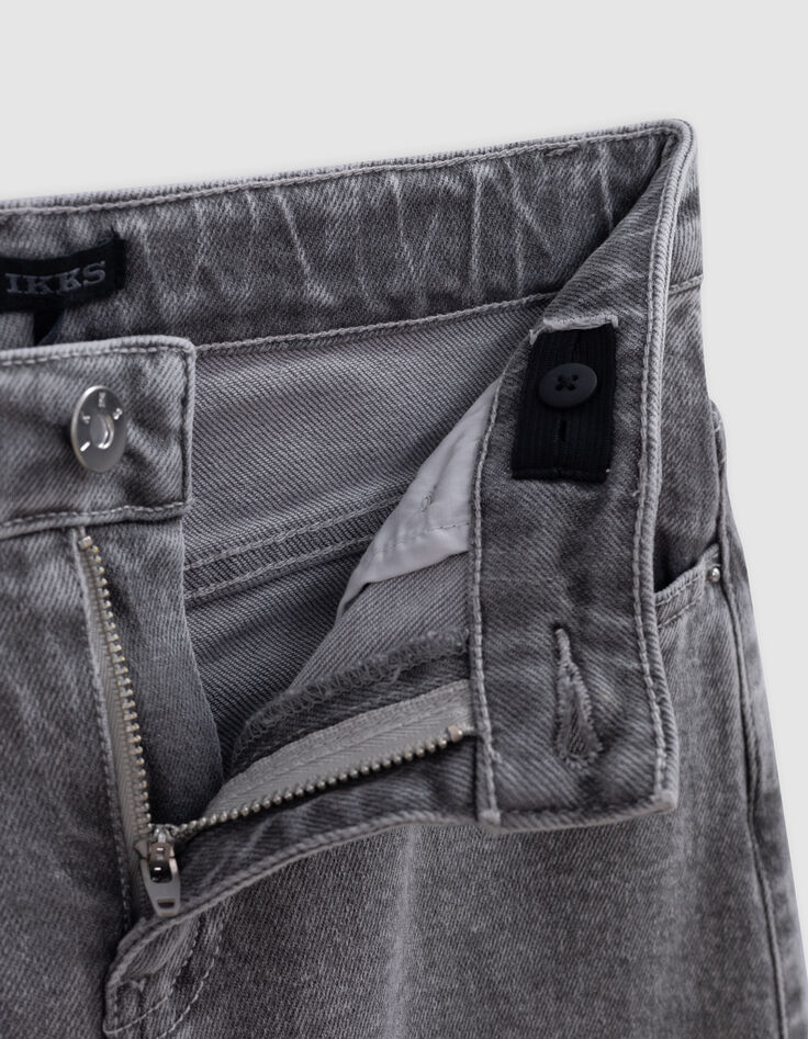 Grijze afgewassen WIDE LEG jeans meisjes-6