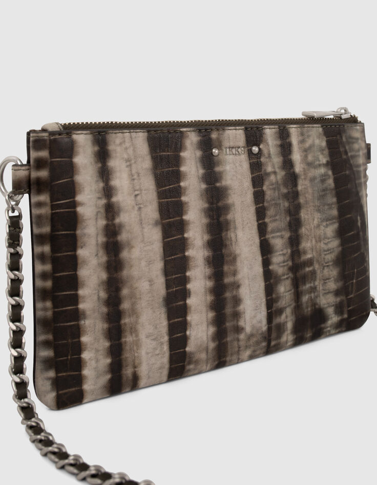 Dament&auml;schchen 111 aus Leder mit Tie-and-Dye-Print, Khaki-3