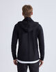 Men's black high neck hooded t-shirt-2