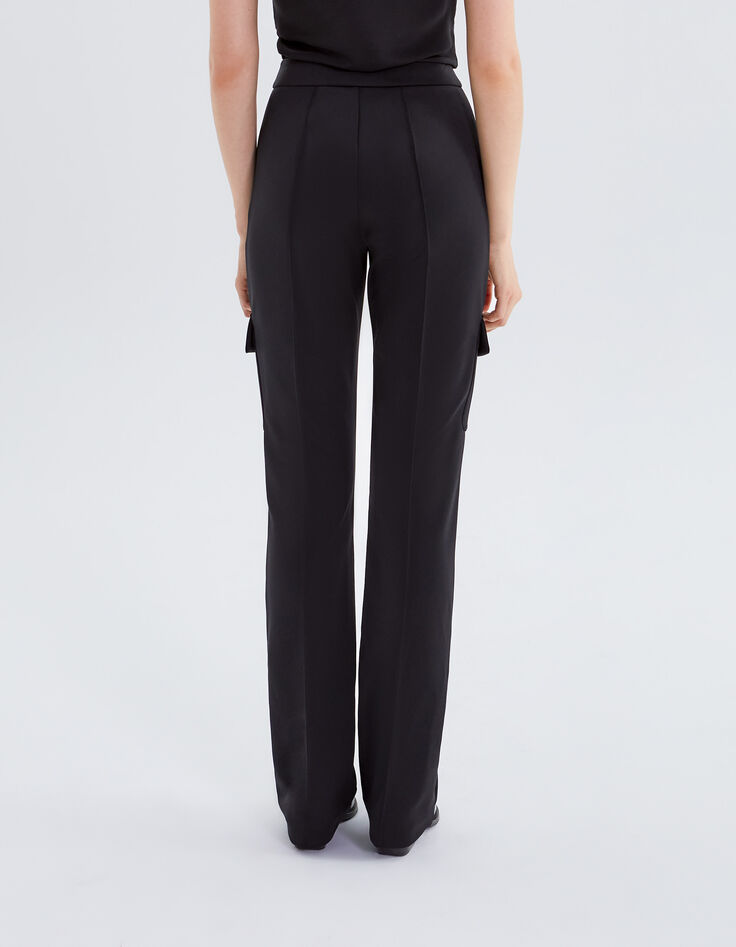 Women’s black combat-style flared trousers-2