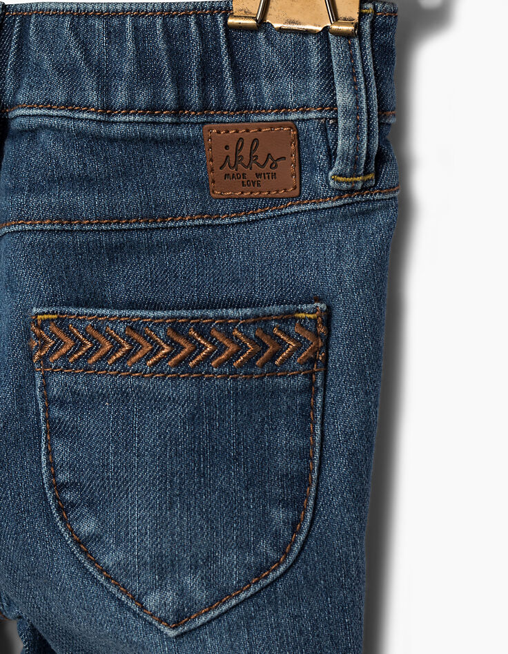 Baby girls’ blue denim embroidered trousers-4
