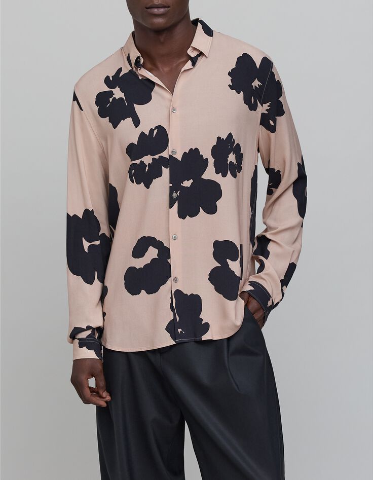 Puur Edition-Man's maxi gebloemd SLIM rozenhout overhemd-2 Puur Edition-Man's maxi gebloemd SLIM rozenhout overhemd-2