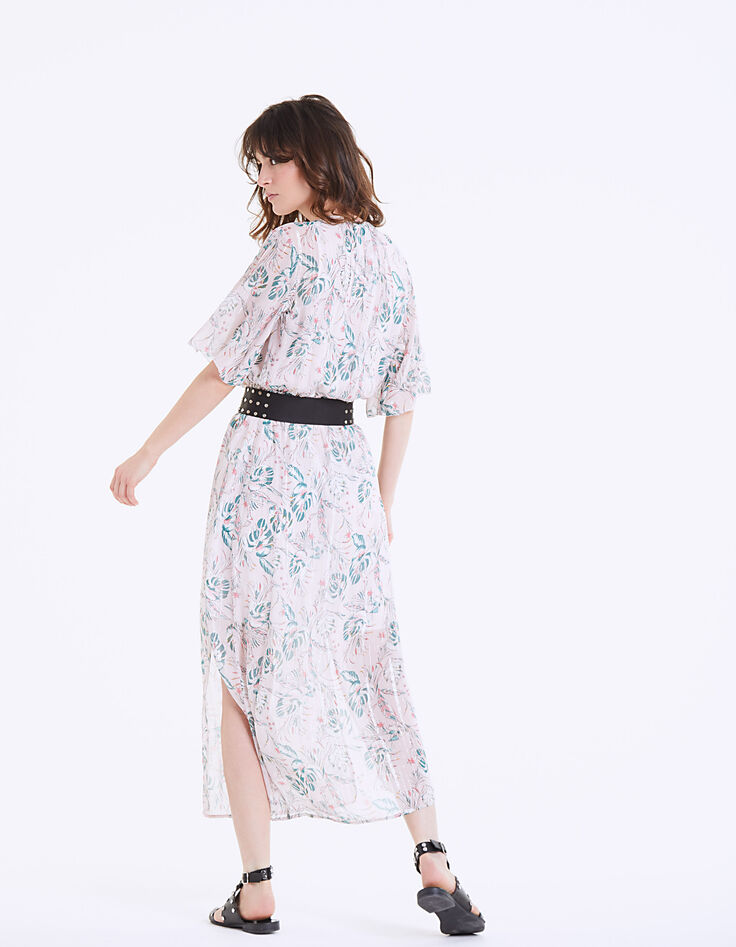 Robe longue imprimé Tropical Garden métallisé femme-3