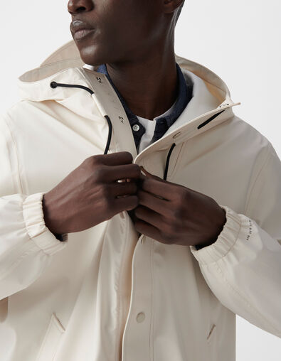 Men&rsquo;s chalk rubber nylon hooded jacket - IKKS