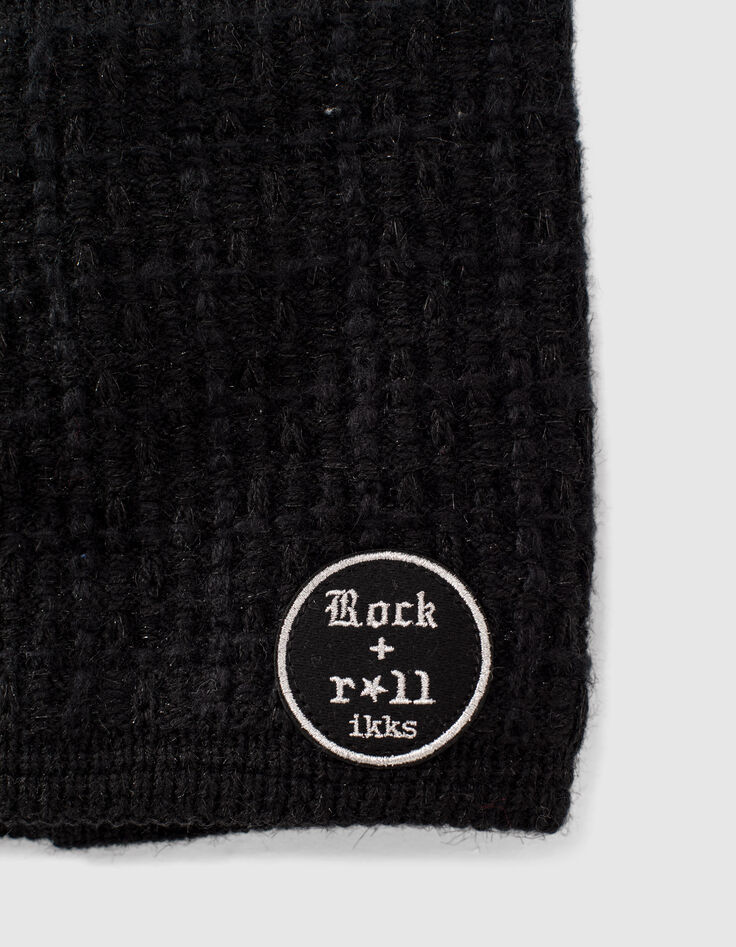 Snood noir tricot fantaisie fourré fille-2