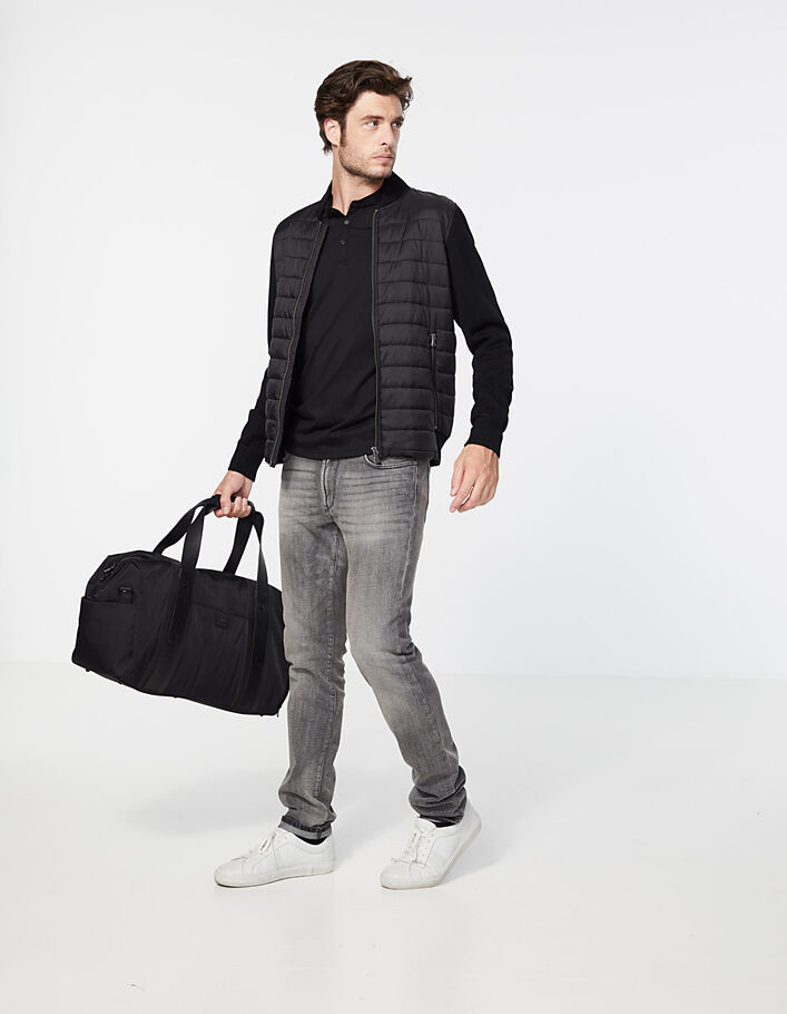 Schwarze Herrensteppjacke mit Strickärmeln und -rücken-6