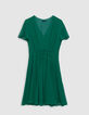 Robe verte d&eacute;tail pliss&eacute; taille-5
