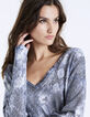 Pull col V imprimé python majorité viscose femme-4