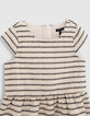 Girls’ ecru dress with striped motif jacquard-3