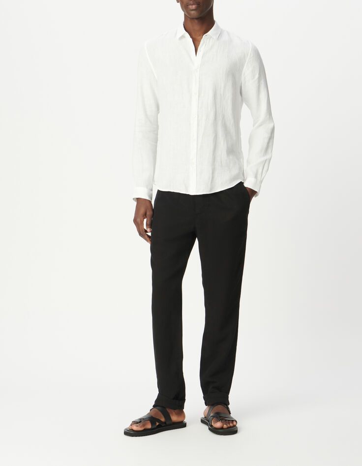 Camisa SLIM blanca 100 % lino Hombre-2