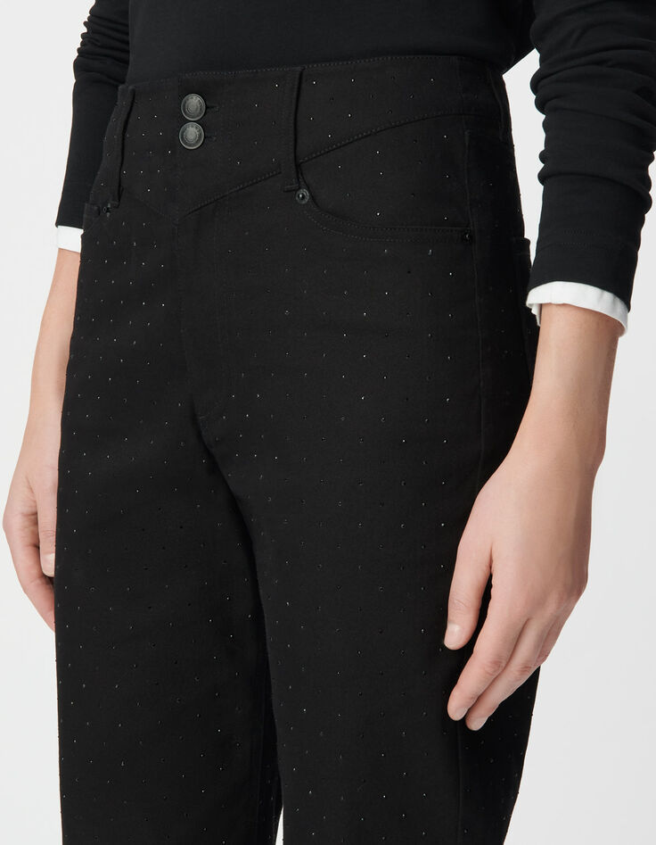 Jean slouchy noir d&eacute;cor strass Alice Femme-5
